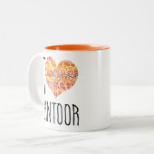 I Liebe Santoor Orange Mandala Herz Zweifarbige Tasse (Vorderseite Links)