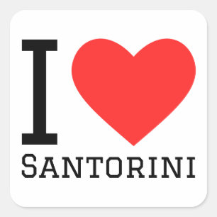 I Liebe Santorini Quadratischer Aufkleber