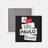 I Liebe Sao Paulo Brasilien Magnet (Vorderseite/Rückseite)