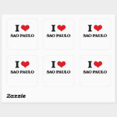 I Liebe Sao Paulo Quadratischer Aufkleber (Blatt)