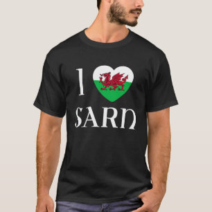 I Liebe Sarn Wales Flag Herzdrache Welsh T-Shirt