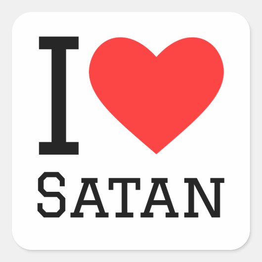I Liebe satan Quadratischer Aufkleber (Vorderseite)