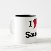 I Liebe Sauna Zweifarbige Tasse (Vorderseite Links)