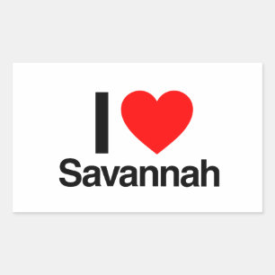 i Liebe Savannah Rechteckiger Aufkleber