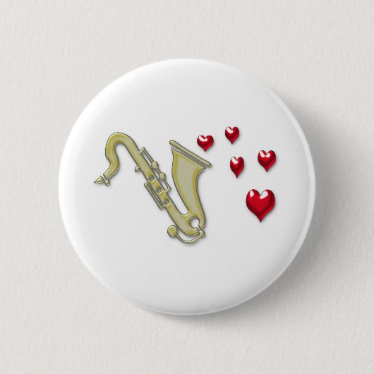 I Liebe Saxaphone Herzen Button (Vorderseite)