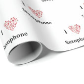 I Liebe Saxophone Rotes Herz Musiknoten Geschenkpapier (Rolleneckpunkt)