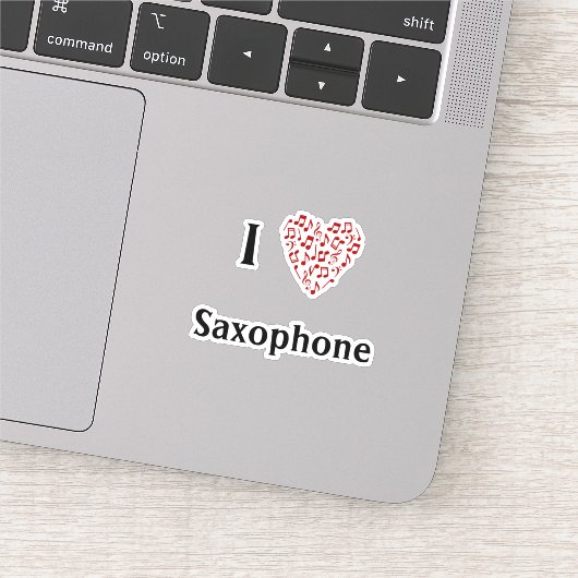 I Liebe Saxophone Rotes Herz Musiknoten Vinyl Aufkleber (Ausschnitt)