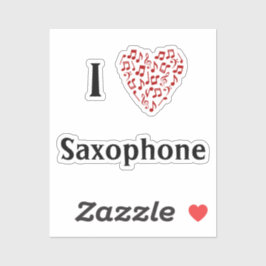I Liebe Saxophone Rotes Herz Musiknoten Vinyl Aufkleber
