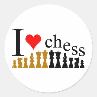 I Liebe Schach Runder Aufkleber