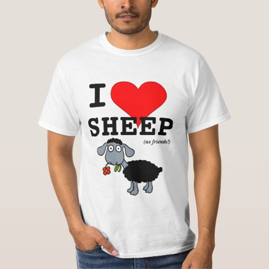 I Liebe-Schaf-(als Freunde) großes rotes T-Shirt (Vorderseite)