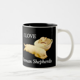 I LIEBE Schäferhunde Zweifarbige Tasse
