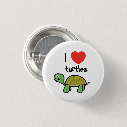 I Liebe Schildkröten Button (Vorne & Hinten)