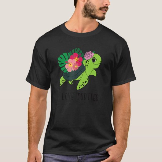 I Liebe Schildkröten lächeln Gesicht Turtle tropis T-Shirt (Vorderseite)