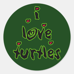 I Liebe-Schildkröten Runder Aufkleber