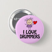 I Liebe-Schlagzeuger-Knopf Button (Vorne & Hinten)