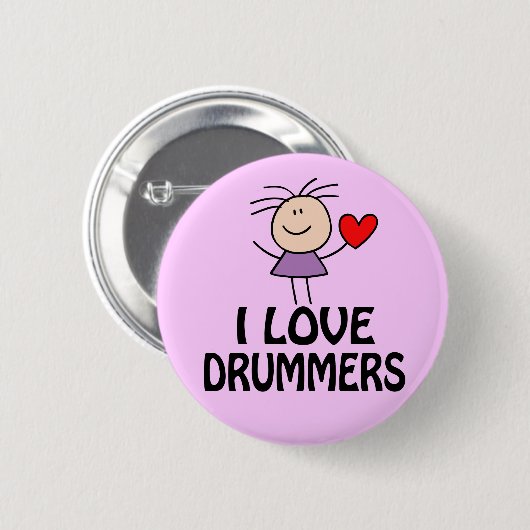 I Liebe-Schlagzeuger-Knopf Button (Vorne & Hinten)