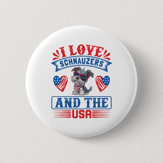 I Liebe Schnauzers und die USA Button (Vorderseite)
