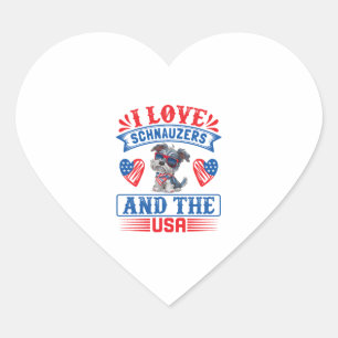 I Liebe Schnauzers und die USA Herz-Aufkleber