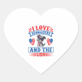 I Liebe Schnauzers und die USA Herz-Aufkleber