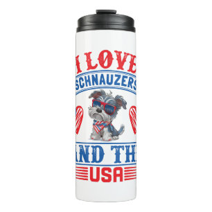 I Liebe Schnauzers und die USA Thermosbecher
