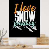 I Liebe Schnee Boarding Poster (Küche)