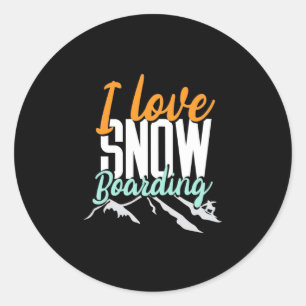I Liebe Schnee Boarding Runder Aufkleber