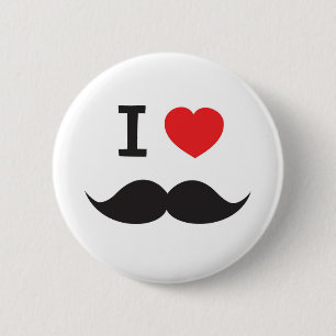 I Liebe-Schnurrbart Button