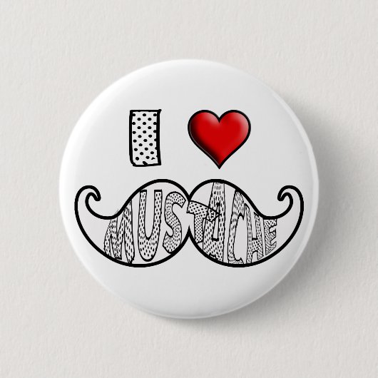 I Liebe-Schnurrbart Button (Vorderseite)