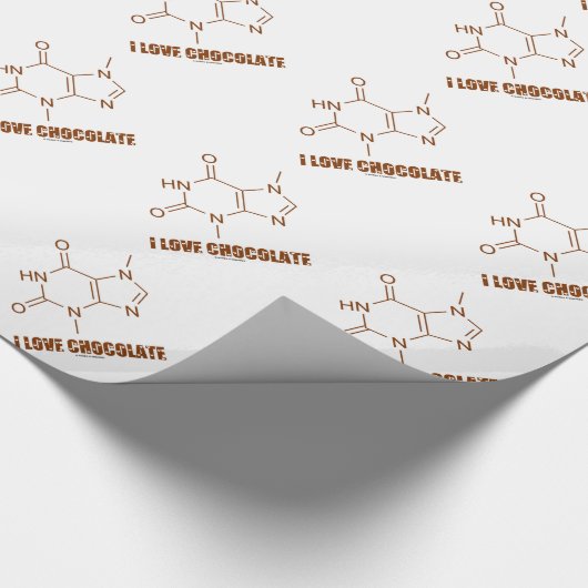I Liebe-Schokolade (Theobromin-chemisches Molekül) Geschenkpapier (Ecke)