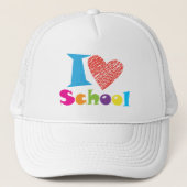 I Liebe School Back to School Cartoon Abschluss Truckerkappe (Vorderseite)