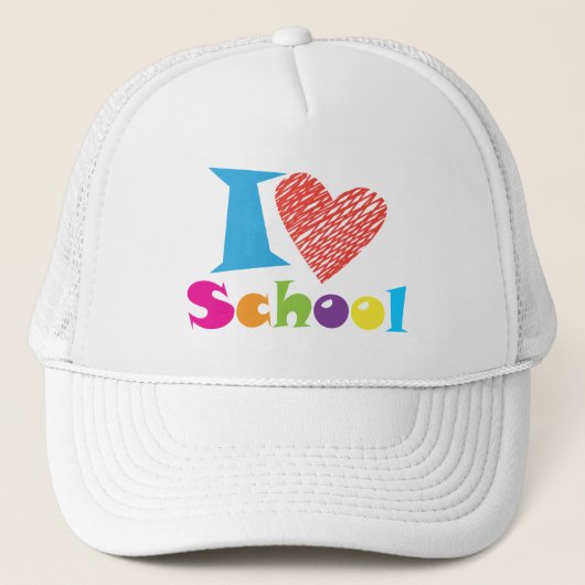 I Liebe School Back to School Cartoon Abschluss Truckerkappe (Vorderseite)