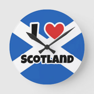 I Liebe Schottland Runde Wanduhr