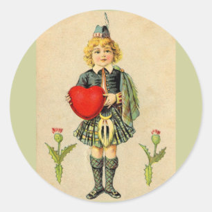 I Liebe Schottland, Vintager schottischer Hochland Runder Aufkleber