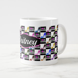 I LIEBE SCHUHE, STILETTOS, HOHE HEELE PERSONALISIE Jumbo-Tasse