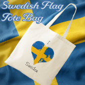 I Liebe Schweden Druckgezeichnete Herzenflagge Tragetasche
