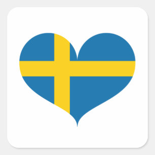 I Liebe Schweden Flagge Quadratischer Aufkleber