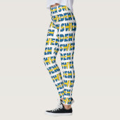 I Liebe Schweden Flaggenfarben Typografie Muster N Leggings (Links)
