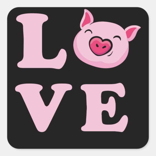 I Liebe Schweine Funny Pig Lover Quadratischer Aufkleber (Vorderseite)