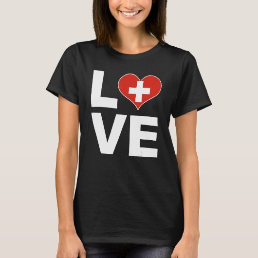 I Liebe Schweiz Hörflagge Schweiz T-Shirt (Vorderseite)
