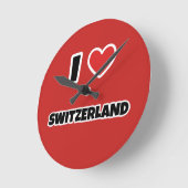 I Liebe Schweiz Runde Wanduhr (Winkel)