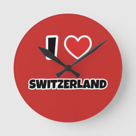 I Liebe Schweiz Runde Wanduhr (Vorderseite)
