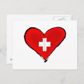 I Liebe Schweiz Schweizer Flagge Herzdesign Gesche Postkarte (Vorne/Hinten)