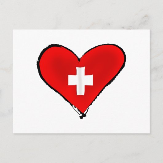 I Liebe Schweiz Schweizer Flagge Herzdesign Gesche Postkarte (Vorderseite)