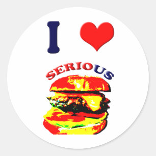 I Liebe Schwerwiegende Burger Runder Aufkleber