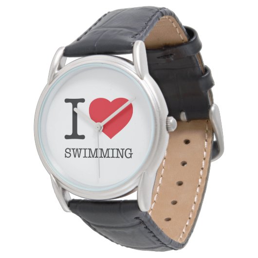 I LIEBE SCHWIMMEN ARMBANDUHR (Schrägansicht)