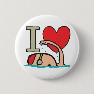 I Liebe Schwimmen Button