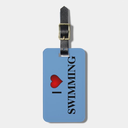 I LIEBE SCHWIMMEN GEPÄCKANHÄNGER (Vorderseite vertikal)