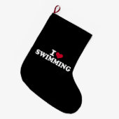 I Liebe schwimmen Großer Weihnachtsstrumpf (Vorderansicht (hängend))