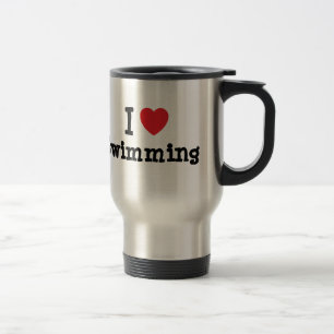 I Liebe Schwimmen Herz Brauch personalisiert Reisebecher