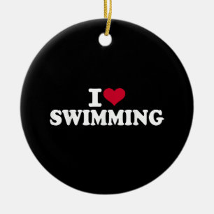 I Liebe schwimmen Keramik Ornament